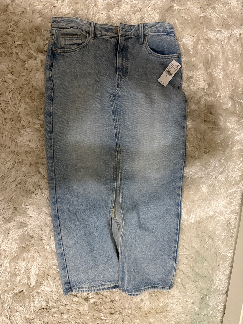 PacSun Light Blue Denim Midi Skirt - High Waist Slit